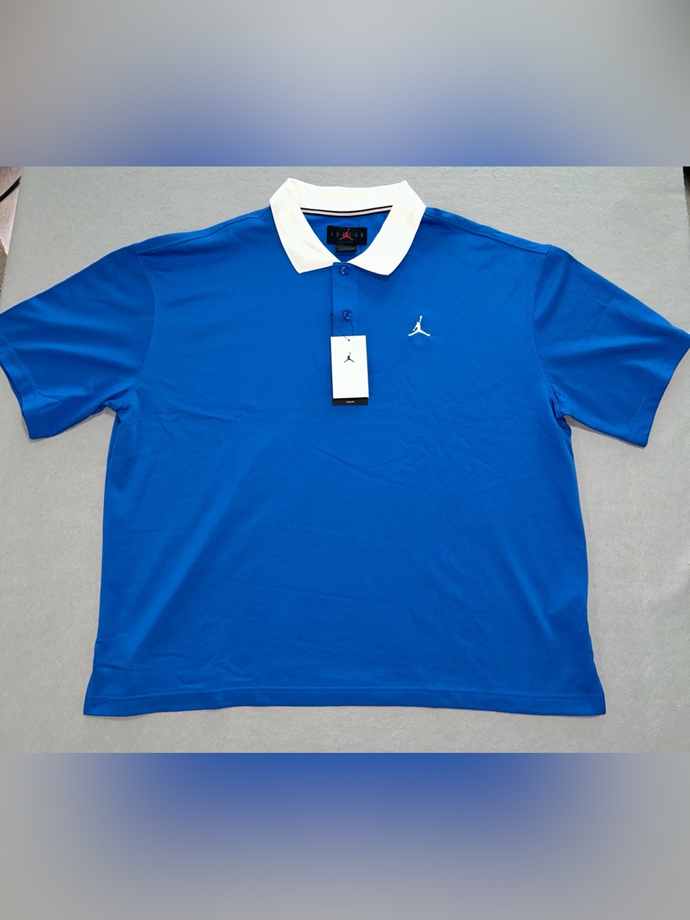 Nike Jordan Brooklyn Men’s Blue Polo with White Collar Size XL NWT IB 1041-459